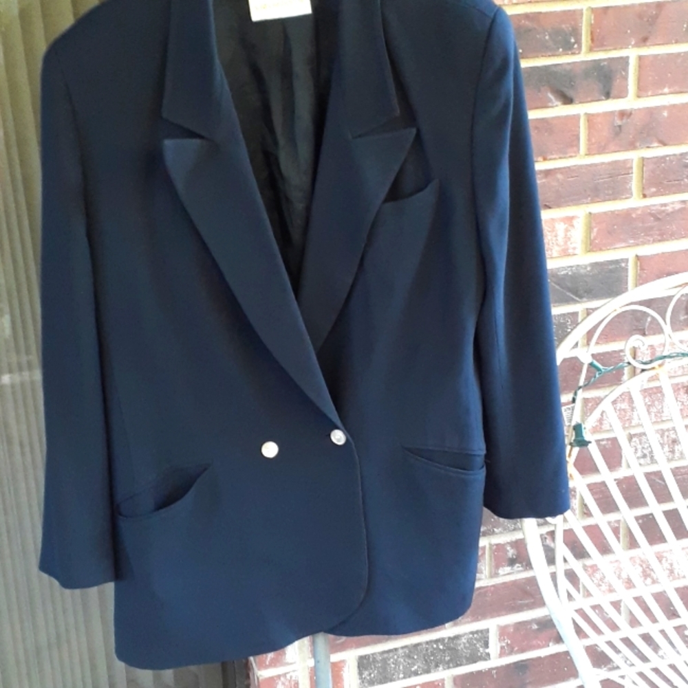 Liz Claiborne Navy Double-Breasted Blazer